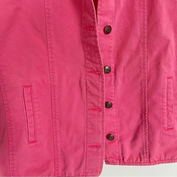 Vintage Talbots 1990s 100% Cotton-Denim Pink Vest Buttons Collared Size Large - Picture 5 of 10